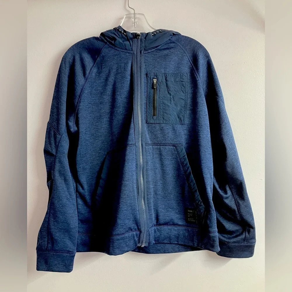 Boy’s Lightweight Full Zipper Hoodie Jacket, XXL(18), Dk N Blue, Athletic Works